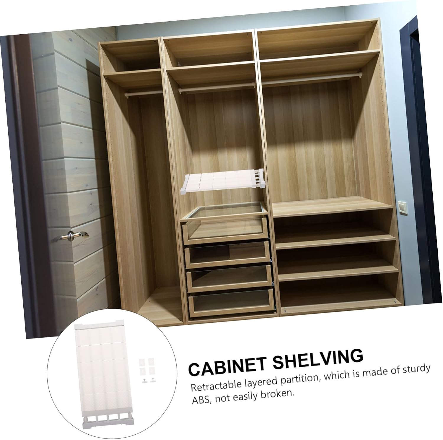 Space-Saving Wardrobe Partition Closet Organization Rack Tension Shelf Sturdy Abs Material Easy Adjustment