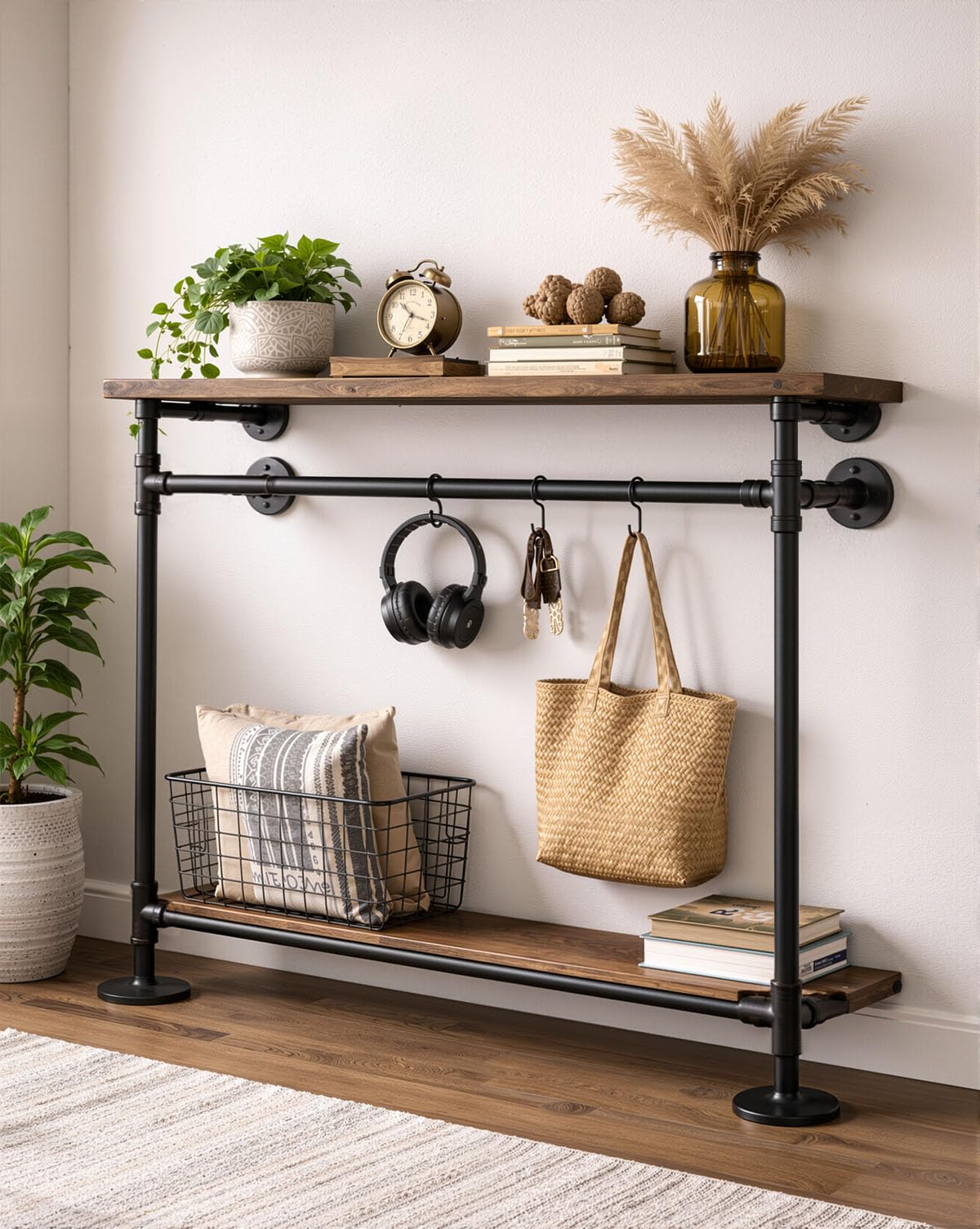 Paquete de 60 accesorios de tubería de hierro fundido de 3/4 pulgadas (20 codos, 20 tees, 20 bridas), tubo industrial para tuberías y accesorios negros roscados, estilo vintage industrial