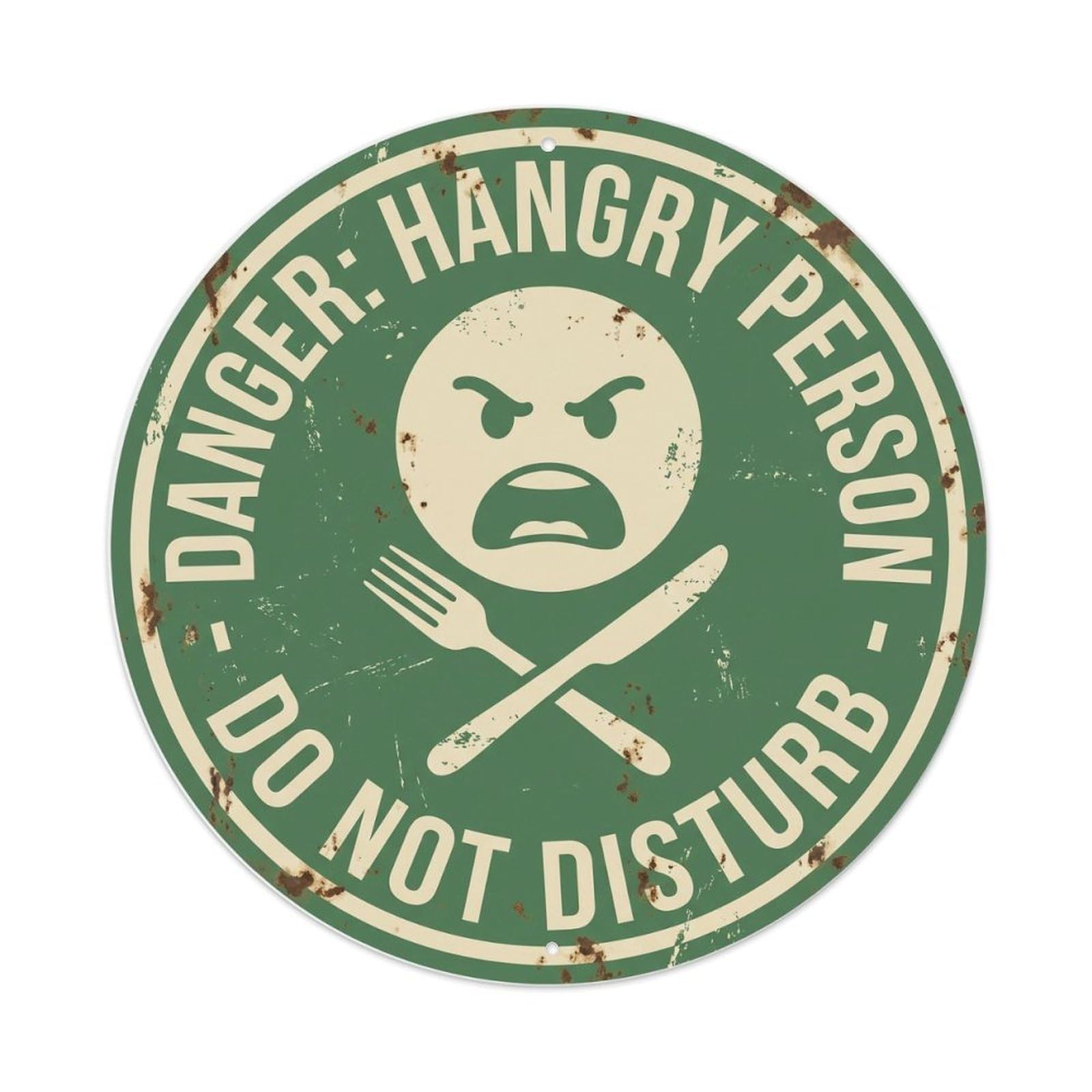 Vintage Funny Danger Hangry Person Warning Metal Tin Sign