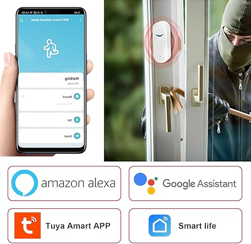 Miniatura 5 de SEHOMY Paquete de 1 alarma con sensor de puerta WiFi, sensor de contacto abierto de puerta inteligente, notificación de aplicación en tiempo real,