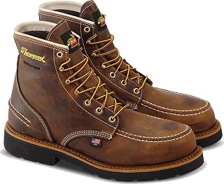 1957 Series 6” Waterproof Steel Toe Work Boots for Men - Full-Grain Leather with Moc Toe, Comfort Insole, and Slip-Resistant Heel Outsole; EH Rated