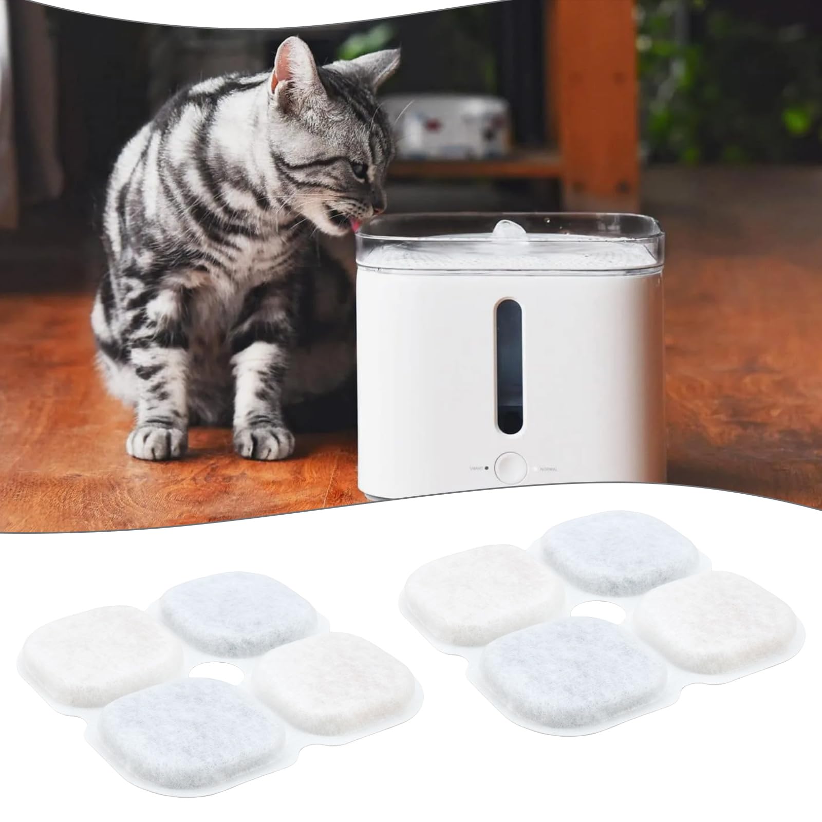 Briny River 8PCS Cat Fountain Filter Compatible with Wonder Creature 3L Pet Water Fountain 12.1x12.1x0.8cm Water Fountain Filters Cat Drinking - Image 3