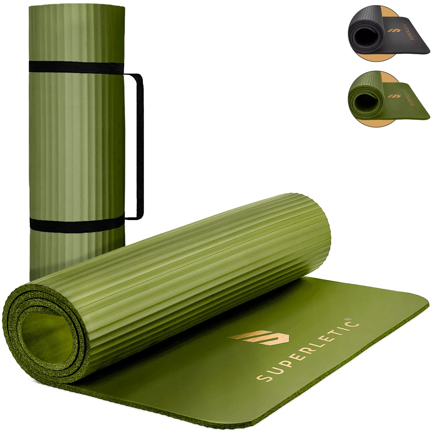 Esterilla para yoga y fitness, antideslizante con correa para llevar, suave, blanda y cómoda para ejercicios de fuerza muscular y entrenamiento, pilates, gimnasio en casa