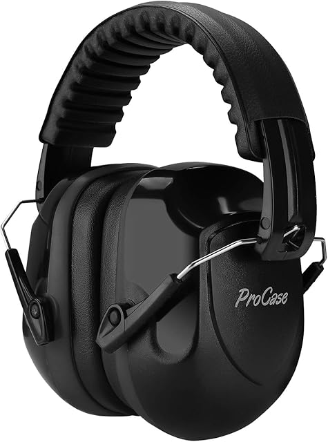ProCase Ear Defenders Adults, Shooting Noise Cancelling Headphones, NRR 28dB Sound Blocking Ear Muffs for Autism Hunting Construction Machinery Work Mowing, Gift for Father's Day -Black