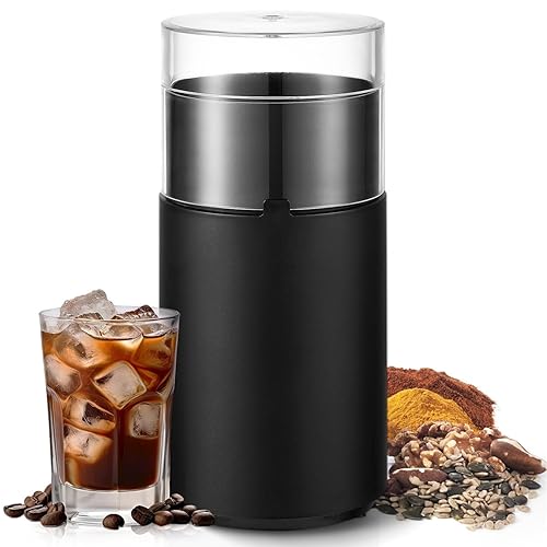 Andizun Coffee Grinder Electric - Just Press for 30S to Enjoy Your Coffee - Manual Press Coffee Grinder with Safe 304 Stainless Steel Blades, Fast Grinding for Coffee Beans, Pepper, Grain, Spice, Nuts - Single Coffee Grinder