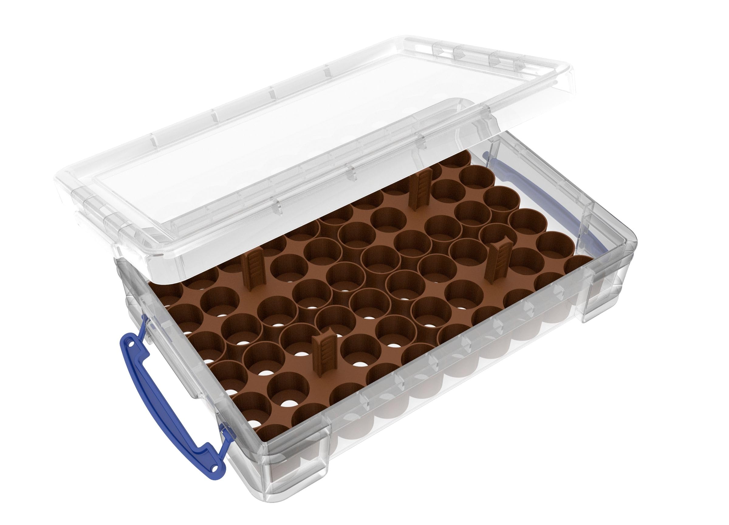 Feldherr paint rack set compatible with 4L Really Useful Boxes - 56 Citadel Paint Pots (18ml / 24ml), Color:Brown, Really Useful Boxes:Box 4 l included