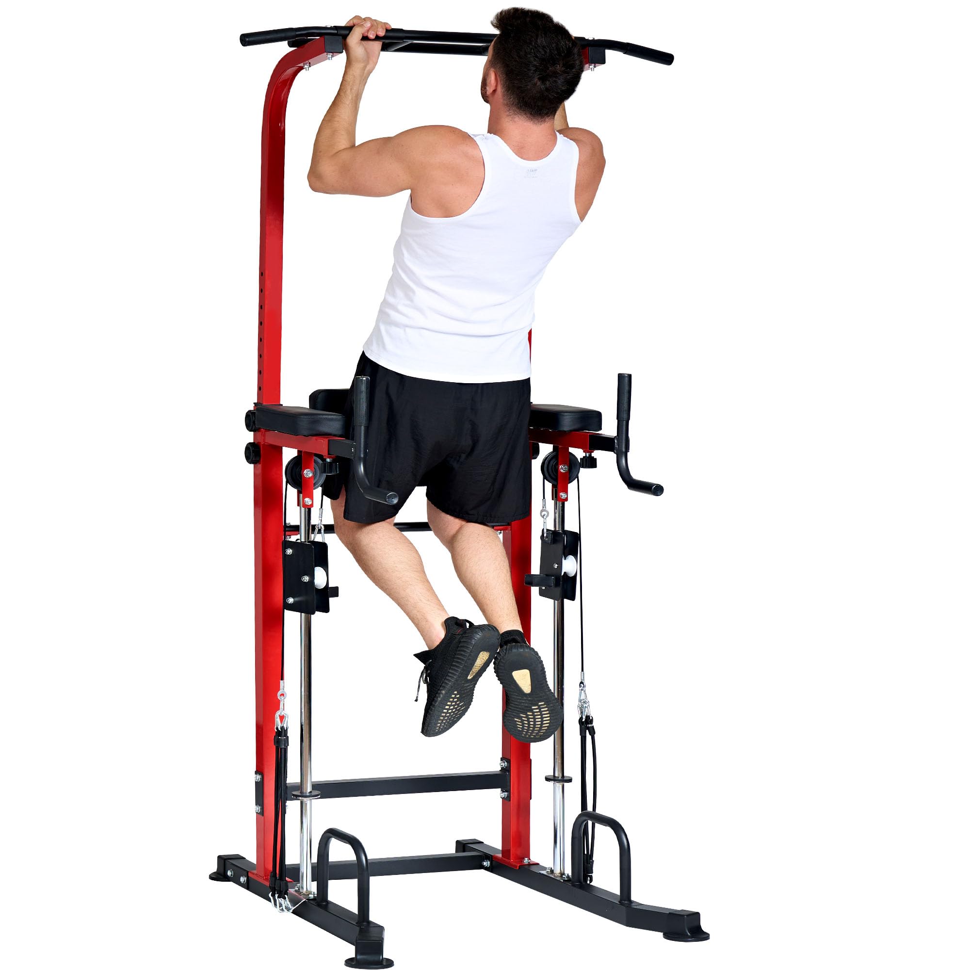 Barre De Traction Réglable Soges – Power Tower Dip Station Multifonction, Station Musculation Domicile 150 Kg Max