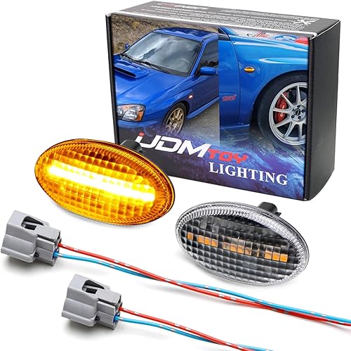 iJDMTOY JDM-Spec - Luces LED ámbar transparentes con adaptador de cableado compatibles conajuste directo JDM Subaru 2000-07 Impreza WRX STI, 00-03