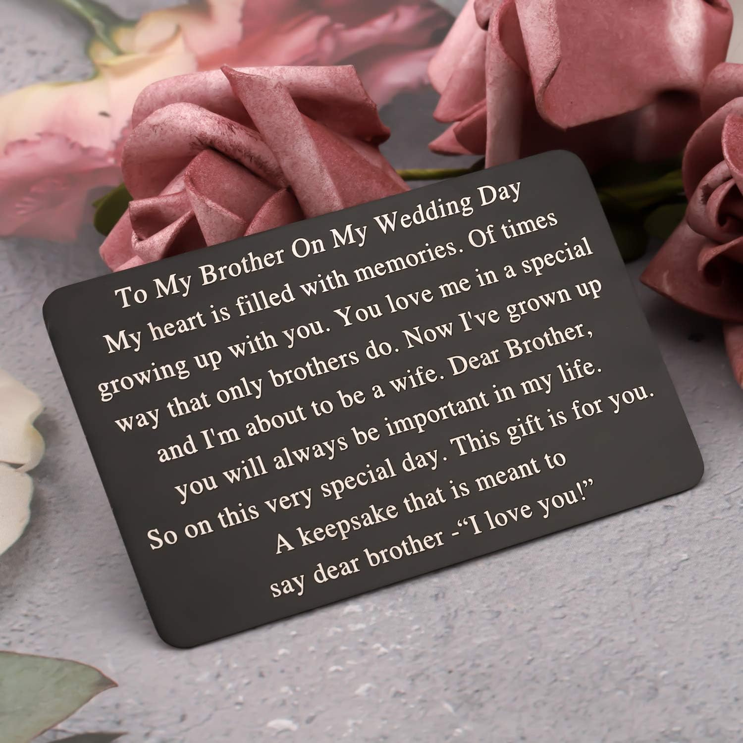 UJIMS Brother Metal Wallet Insert Card from Sister To My Brother On My Wedding Day Jewelry for Brother In Law Deployment Gift for Him (Brother Black Metal Wallet)