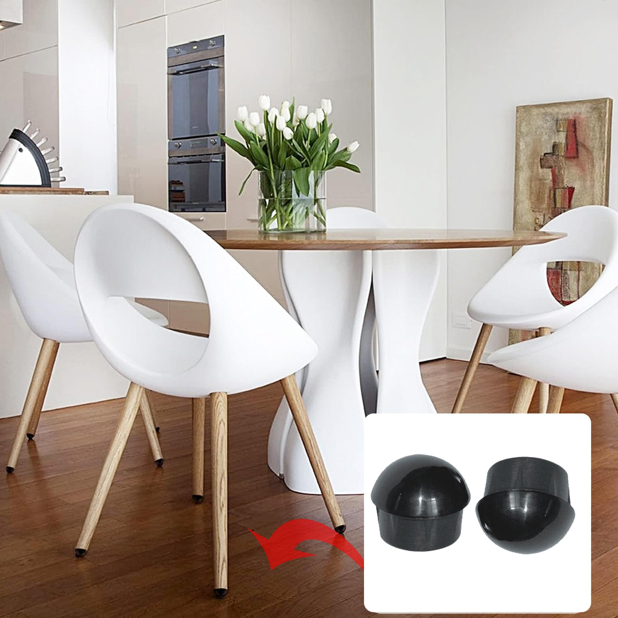 Tappo Estremit&agrave; Della Sedia In Gomma (19 Mm, Rotondo, Nero) - Wood