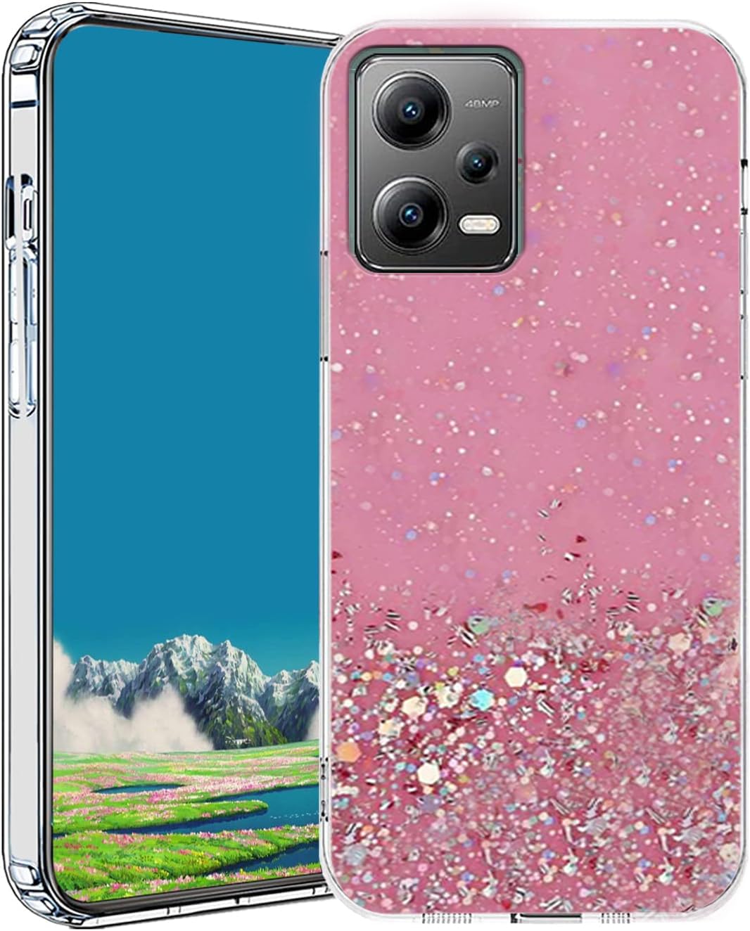 VONZEE® Glitter Case Compatible with Redmi Note 12 Pro Plus, Non Moving Glitter Stars Cover Soft TPU + Hard PC Bumper Bling Cover for Women Girls Protective Shockproof Phone Case (Pink) (B0CDRWXF58) Amazon Price History, Amazon Price Tracker