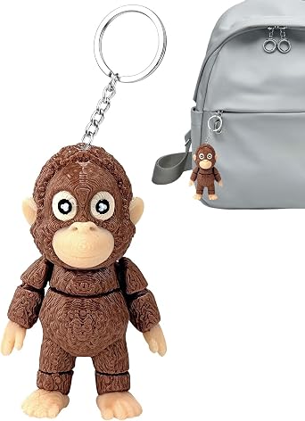 Protect Punch The Monkey Keychain,3D Printed Flexible Articulated,Backpack Bag Charm Car Keys Gift