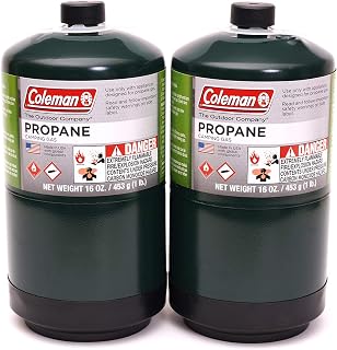 Coleman 2-Pack 16 oz Propane Fuel Tanks - Lightweight Steel Cylinders for Camping Stoves, Grills & Torches, Made in USA