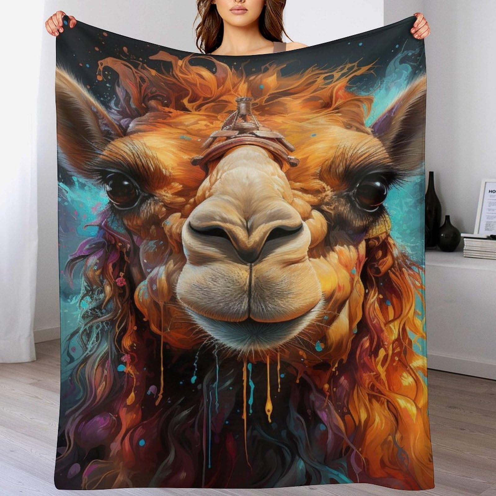 Couverture polaire alpaga 100x130 cm pour lit et canapé