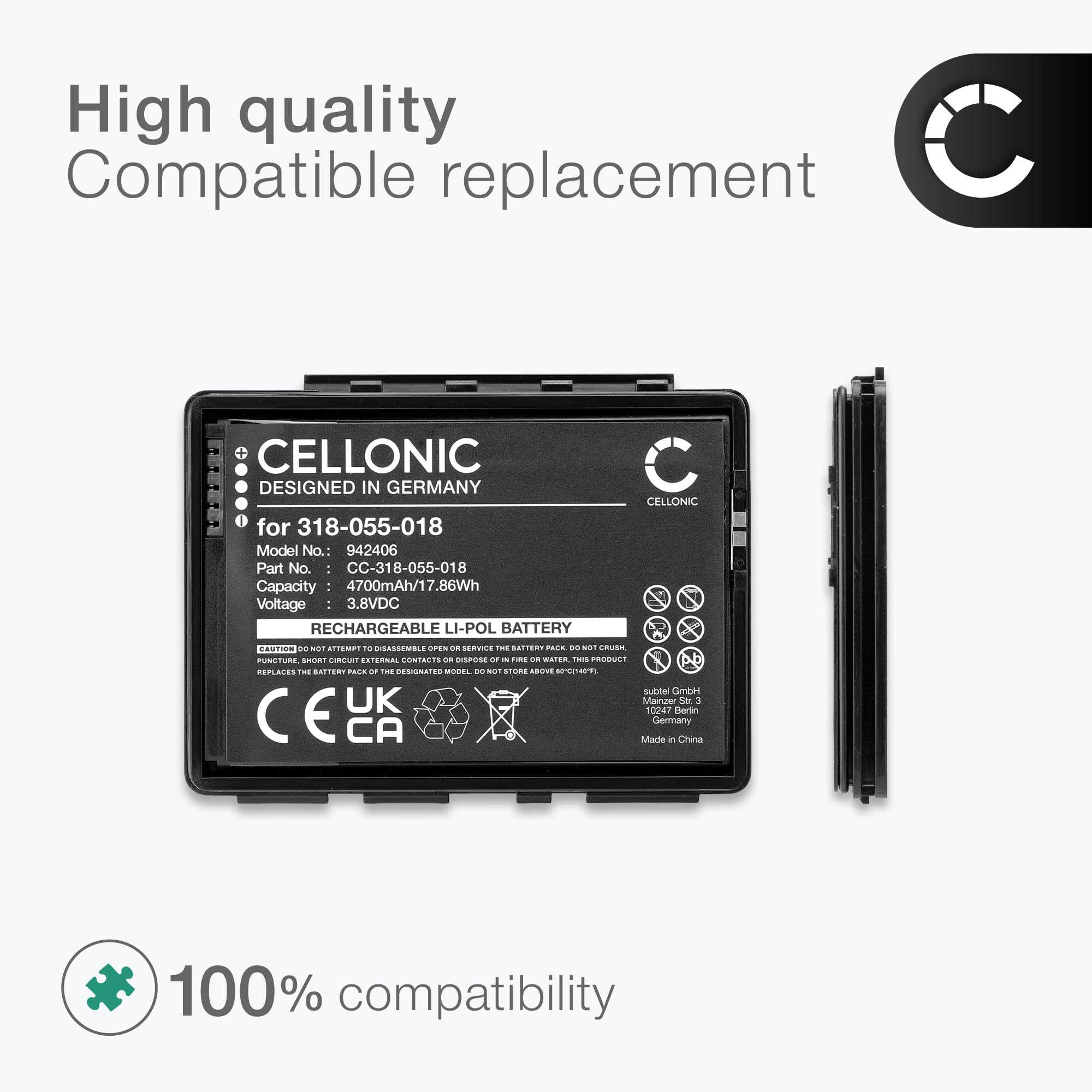 CELLONIC Akku kompatibel mit Honeywell CT60, 318-055-005, Dolphin CT50-BTSC
