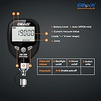 Vista 3 de Elitech Medidor de vacío digital HVAC Micron Gauge 0-19000 Micron Medidor de vacío refrigerante 1/4" SAE, VG-760