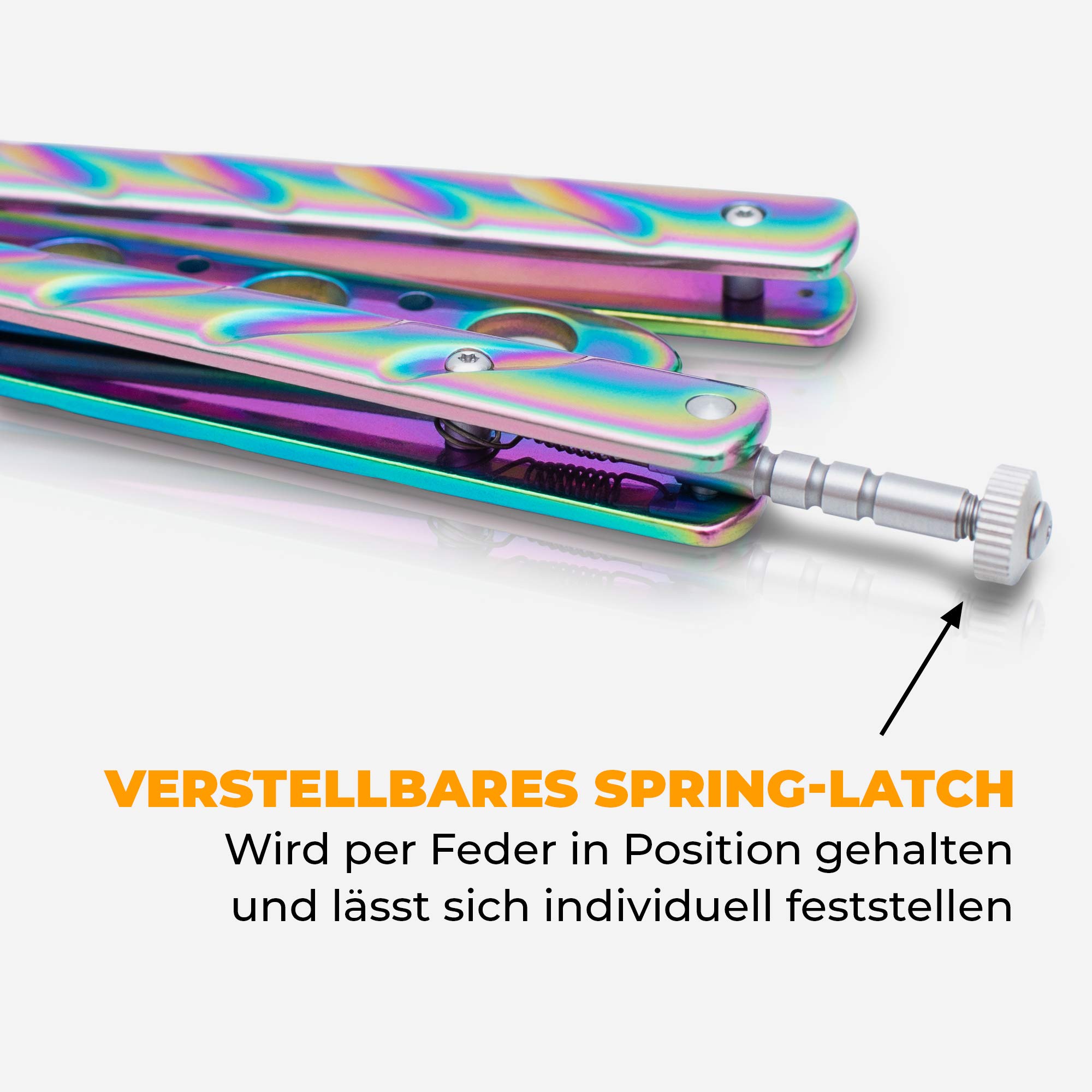 Balisong Cuchillo Mariposa Entrenamiento Sin Filo Hoja Roma Butterfly Trainer Rainbow