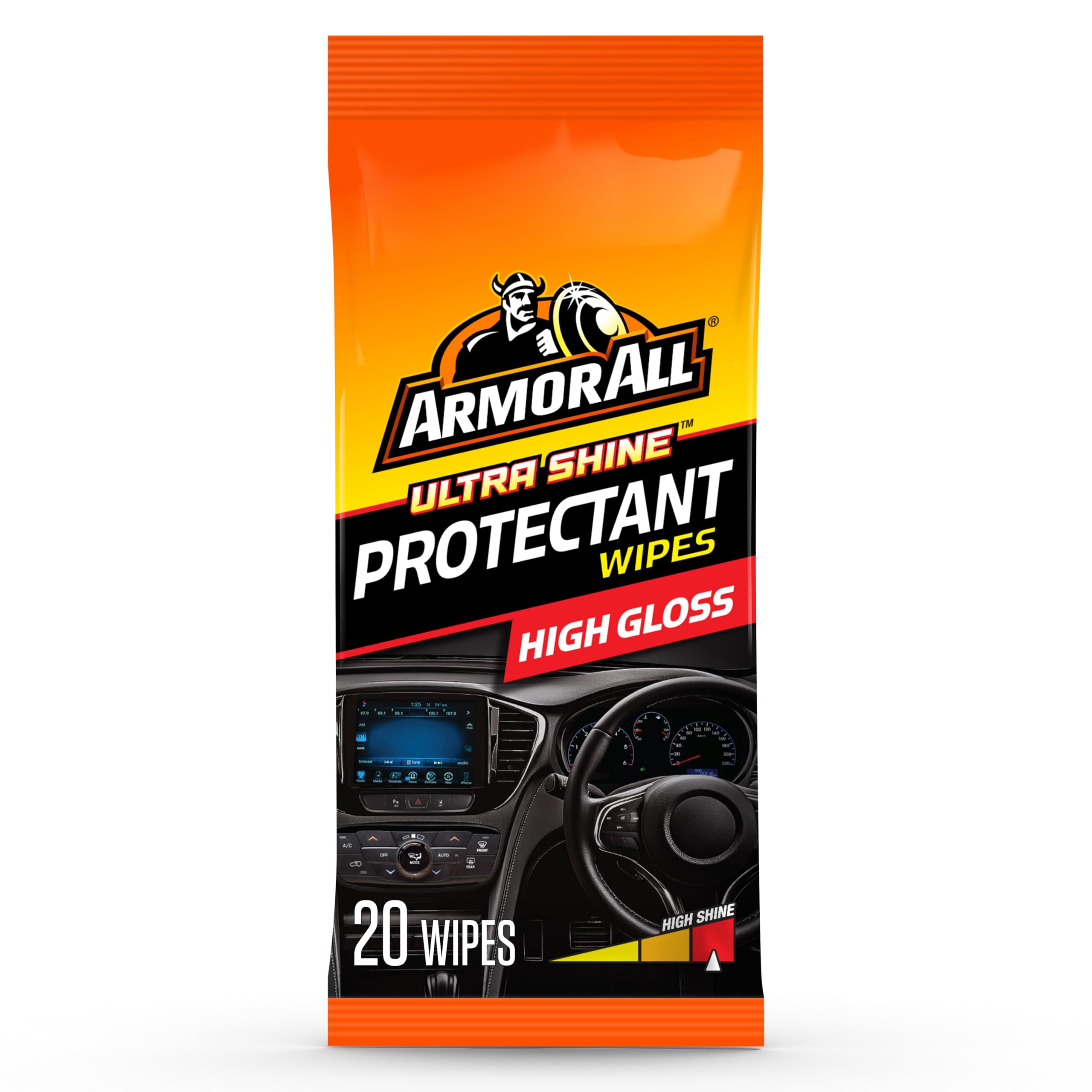 ArmorAll Dash Wipes Gloss Finish - Pouch of 20 Wipes - Prevents Cracks - 36020ML