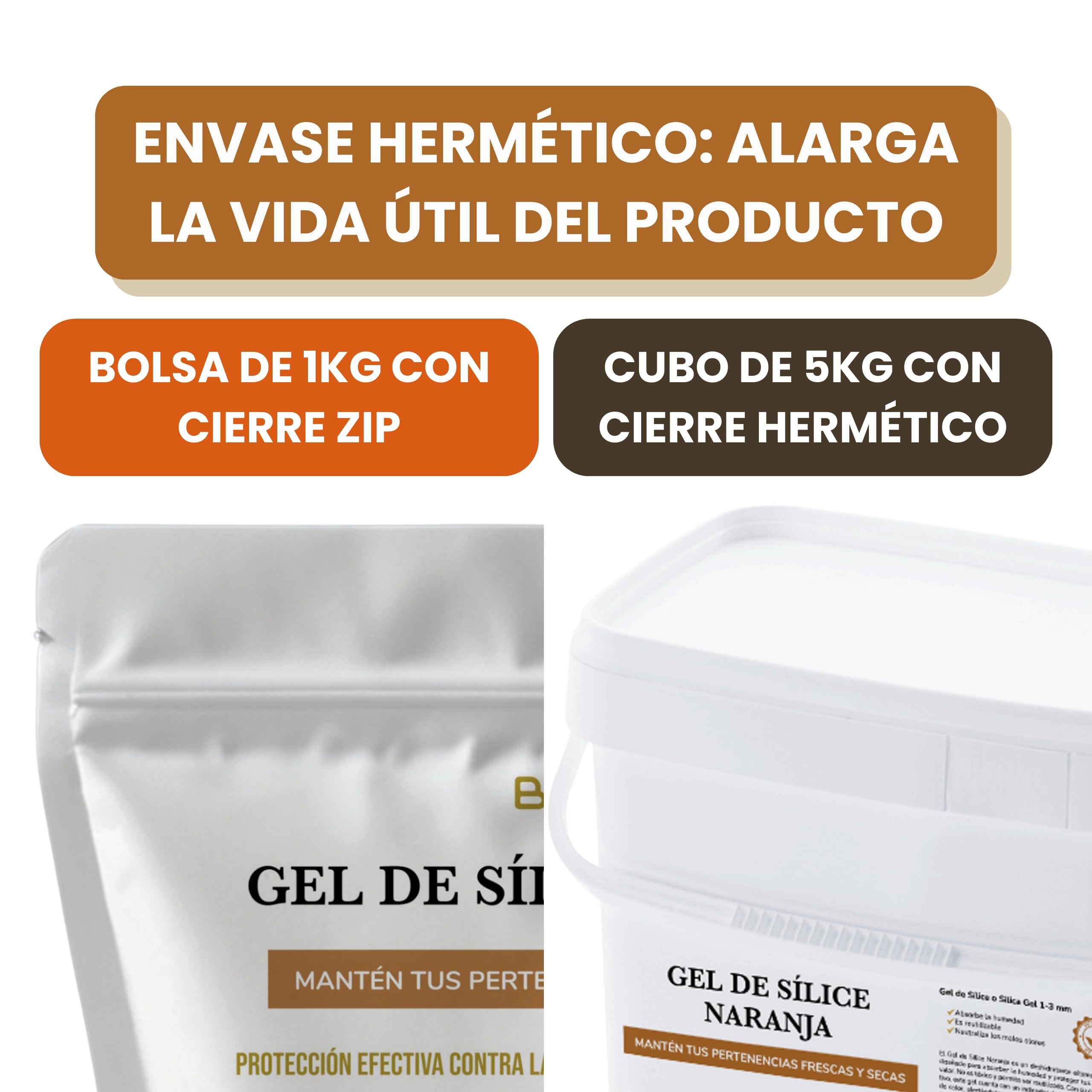Gel de Sílice Naranja Indicador Humedad 5KG Antihumedad Natural