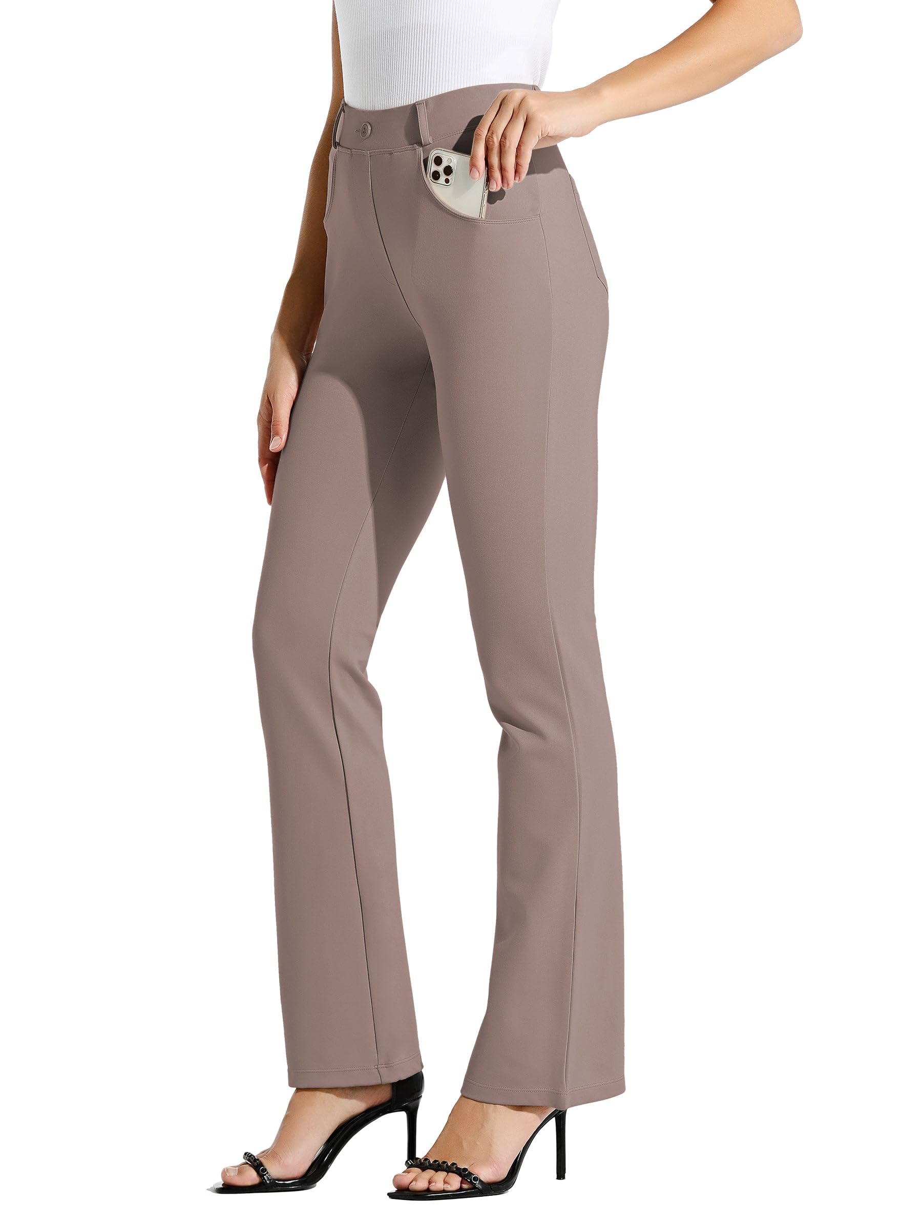 Women's Yoga Dress Pants Bootcut Work Slacks Stretch Office with Belt Loops 4 Pockets 28“/29"/30"/31"/33"