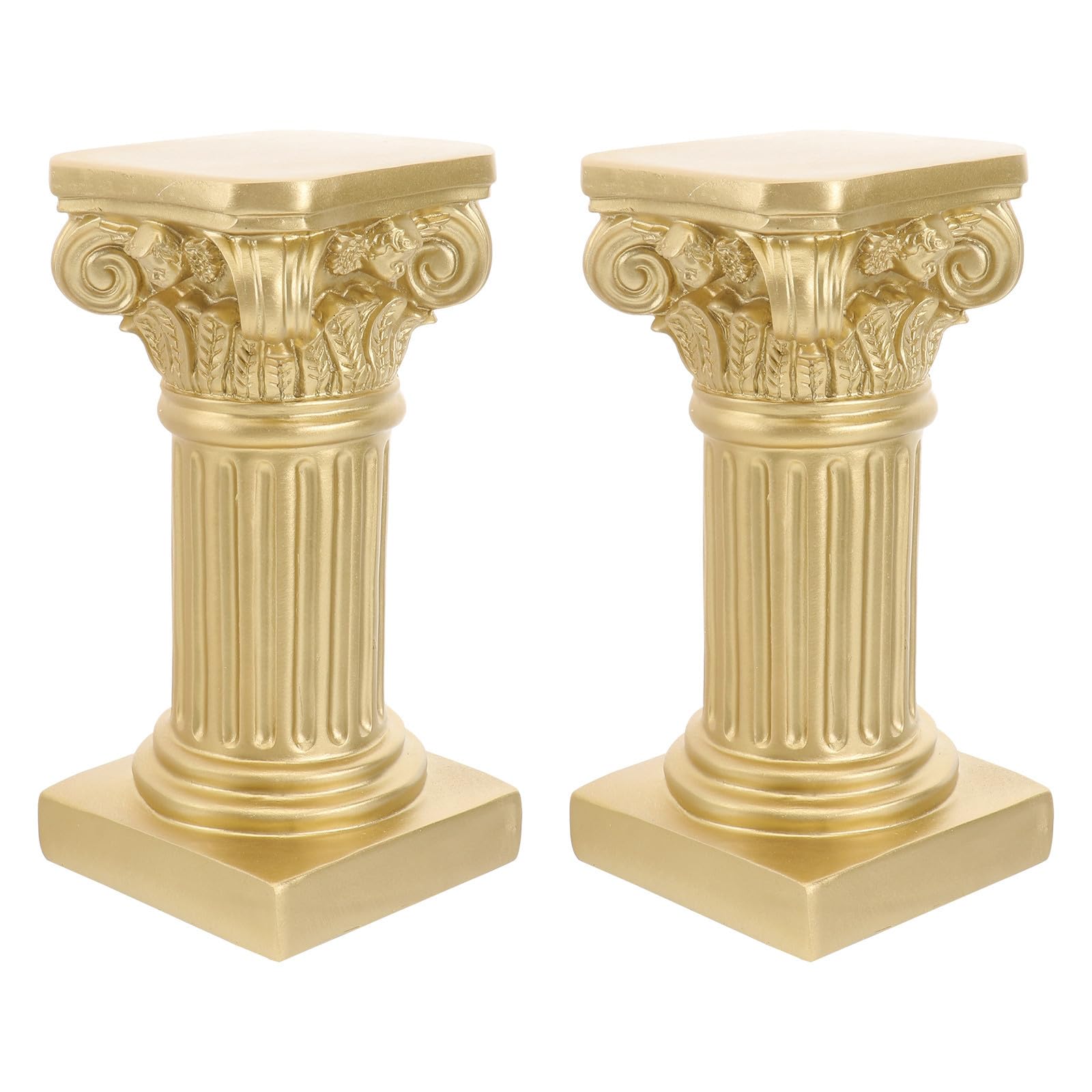 Pilares romanos para decoración de salón, set de 2 columnas doradas de 19.5 cm de altura