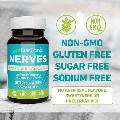 Miniatura 2 de Basic Brands Ácido alfa lipoico nervioso, 200 mg, función neuronal (paquete de 1)