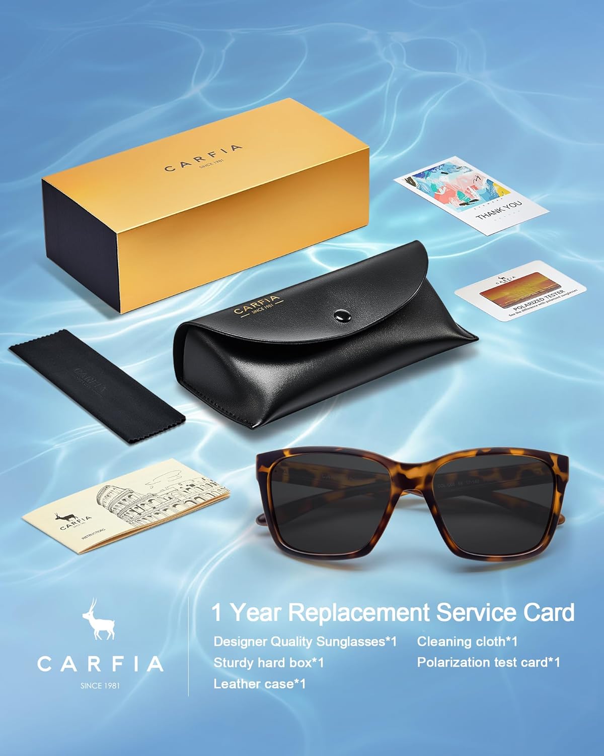 CARFIA Casual Polarized Mens Sunglasses UV400 Protection, Lightweight Unbreakable TR90 Sports Cycling Fishing Glasses CA0951