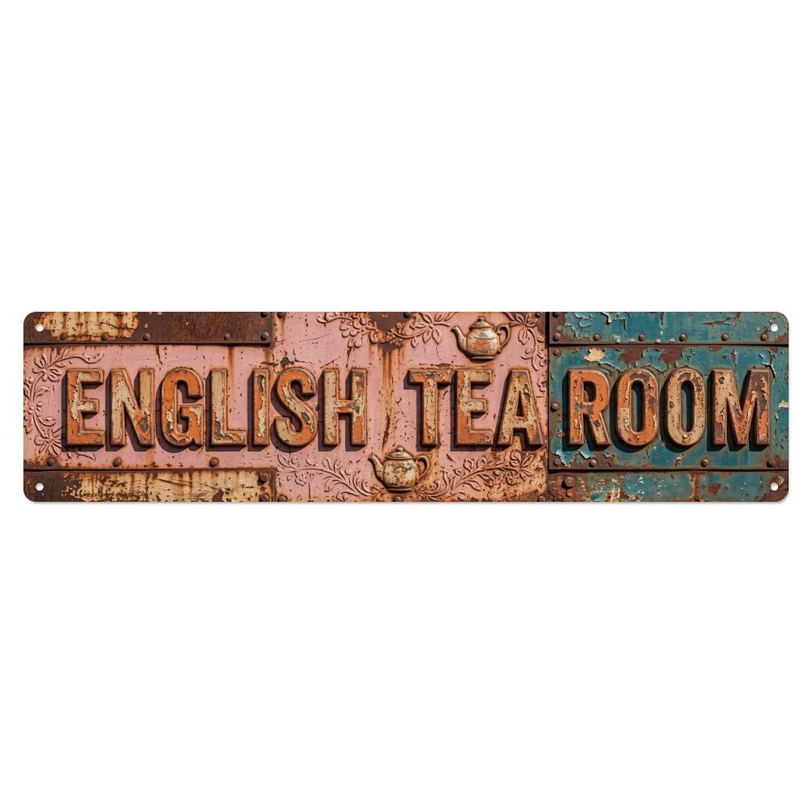English Tea Room Wall Metal Tin Sign