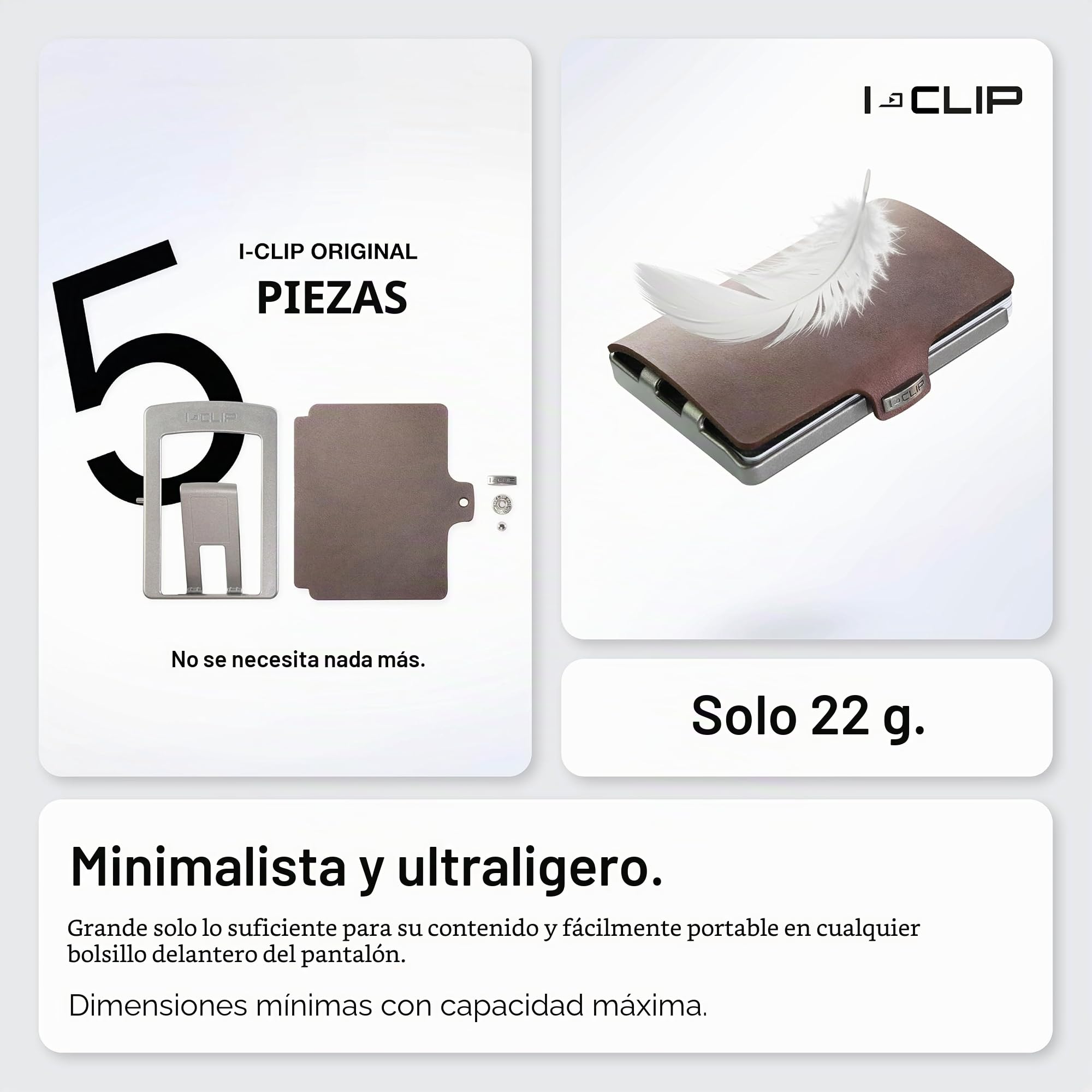 I-clip Cartera Soft-Touch (en 9 Variantes Disponible) - Braun, Color del Borde Metallic-Grey