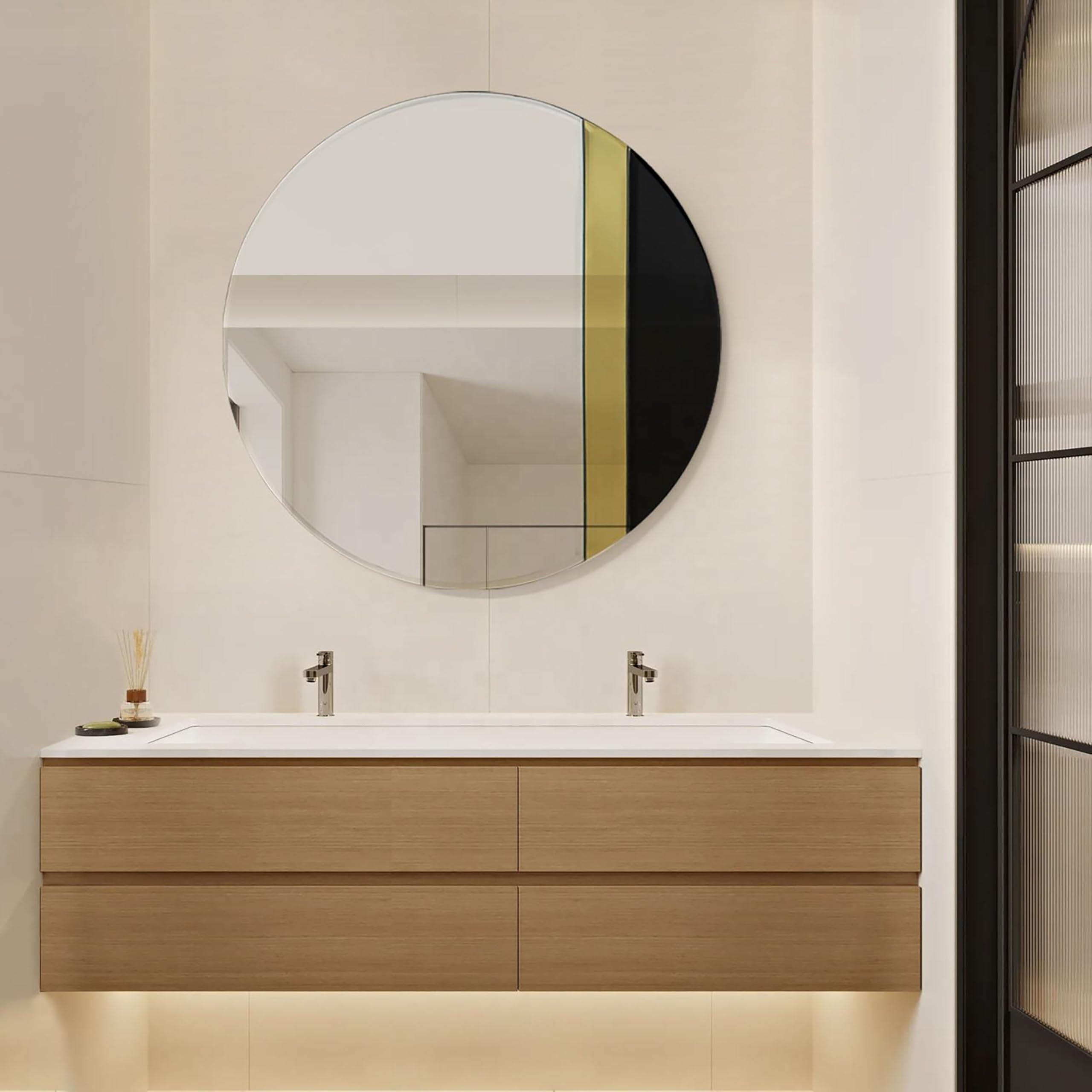 Decorative Round Wall Mirror for Bedroom Living Room Bathroom | Minimal Design 12Inch-image-15