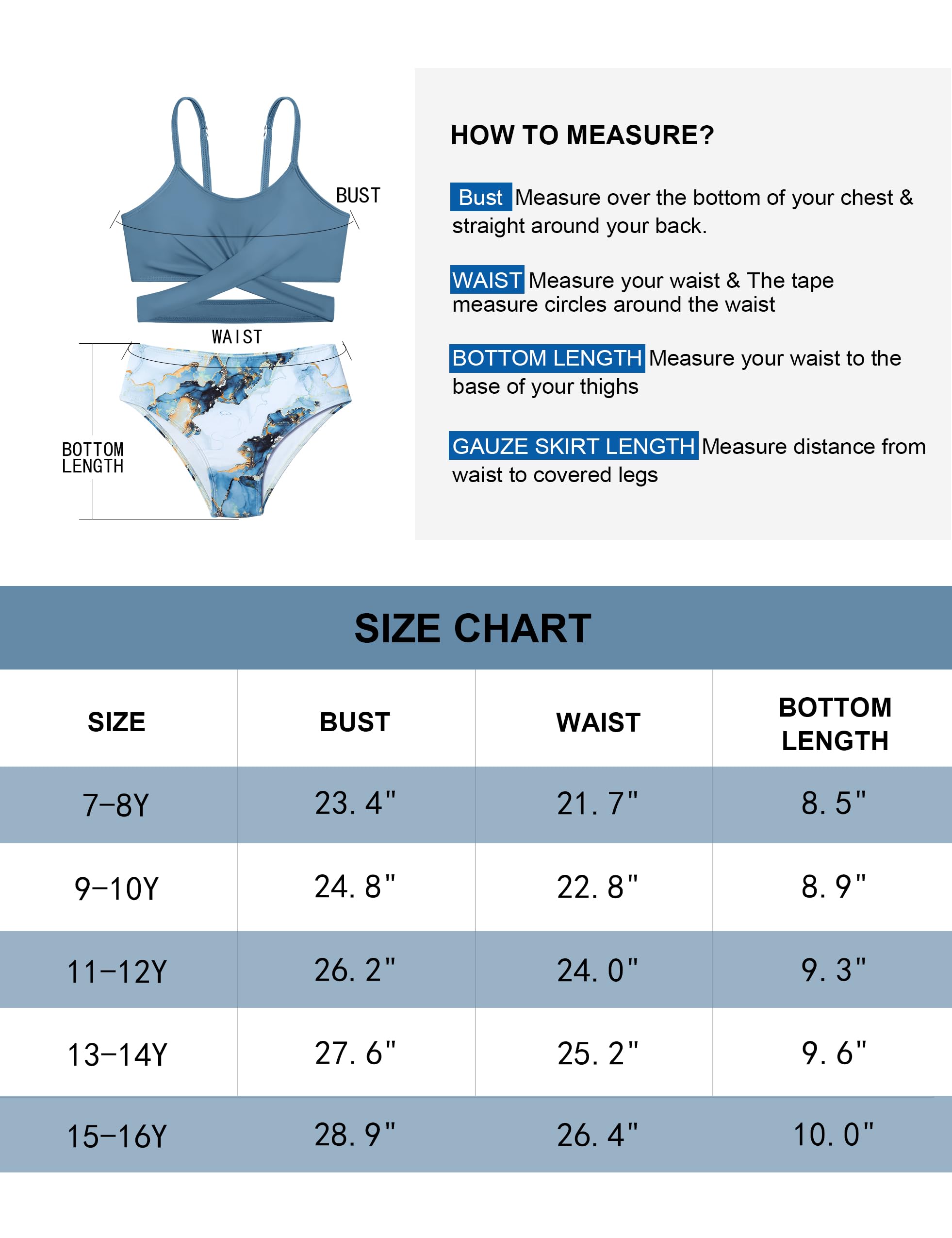Traje de baño para niñas, conjunto de bikini de dos piezas, traje de baño entrecruzado para niñas con almohadilla en el pecho