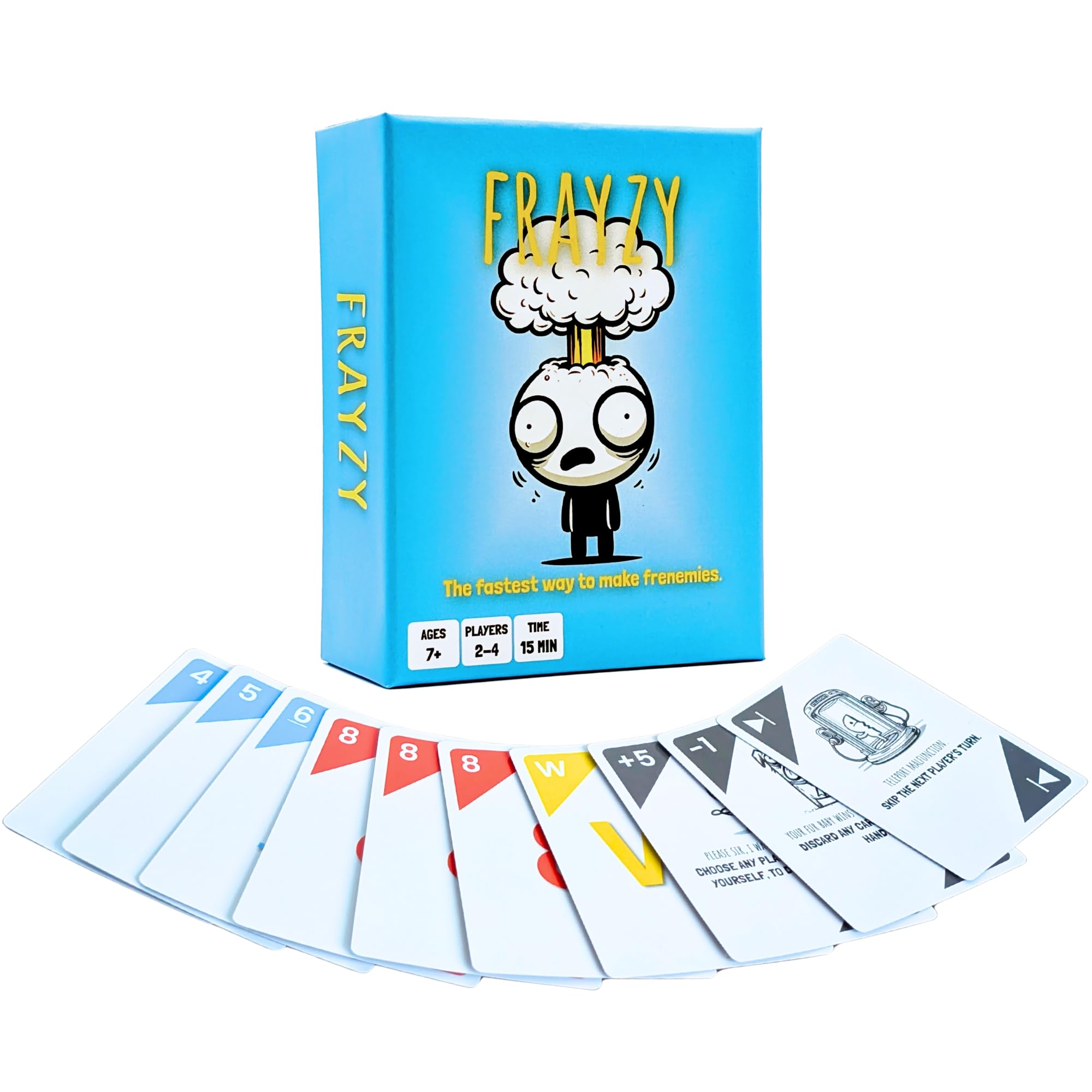 Frayzy Card Game – Fast-Paced Rummy-Style Family Card Game for Kids, Teens & Adults | Ages 7+ | 2–4 Players | Wild Cards and Action Cards | Quick