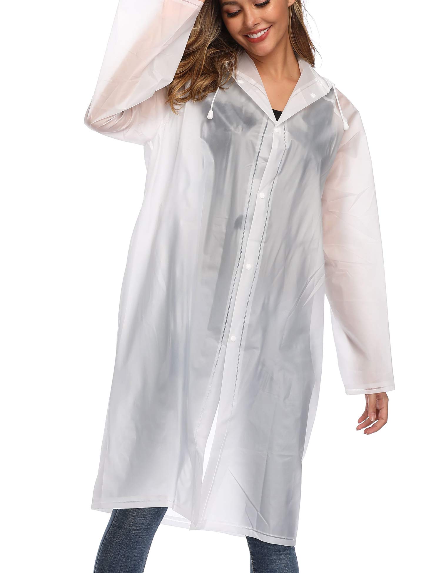 Besshopie EVA-Regenmantel, wasserdicht, wiederverwendbar, Unisex, für Herren und Damen, lang, transparent