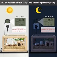 KETOTEK Digitális Termosztát Konnektor Napi Éjszakai Időzítővel 230V Hőmérséklet Szabályozó Szenzorral Terrárium Hüllő Keltetőhöz 4