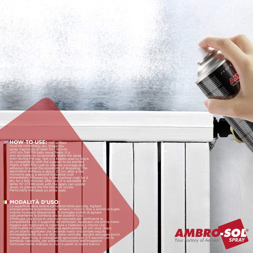 Ambro-Sol V500COPRI Spray Coprimacchia, Copre e Difende le Pareti dalle Macchie più Ostili, Asciugatura Super Rapida, Bomboletta Spray in Banda Stagnata Riciclabile 500 ml