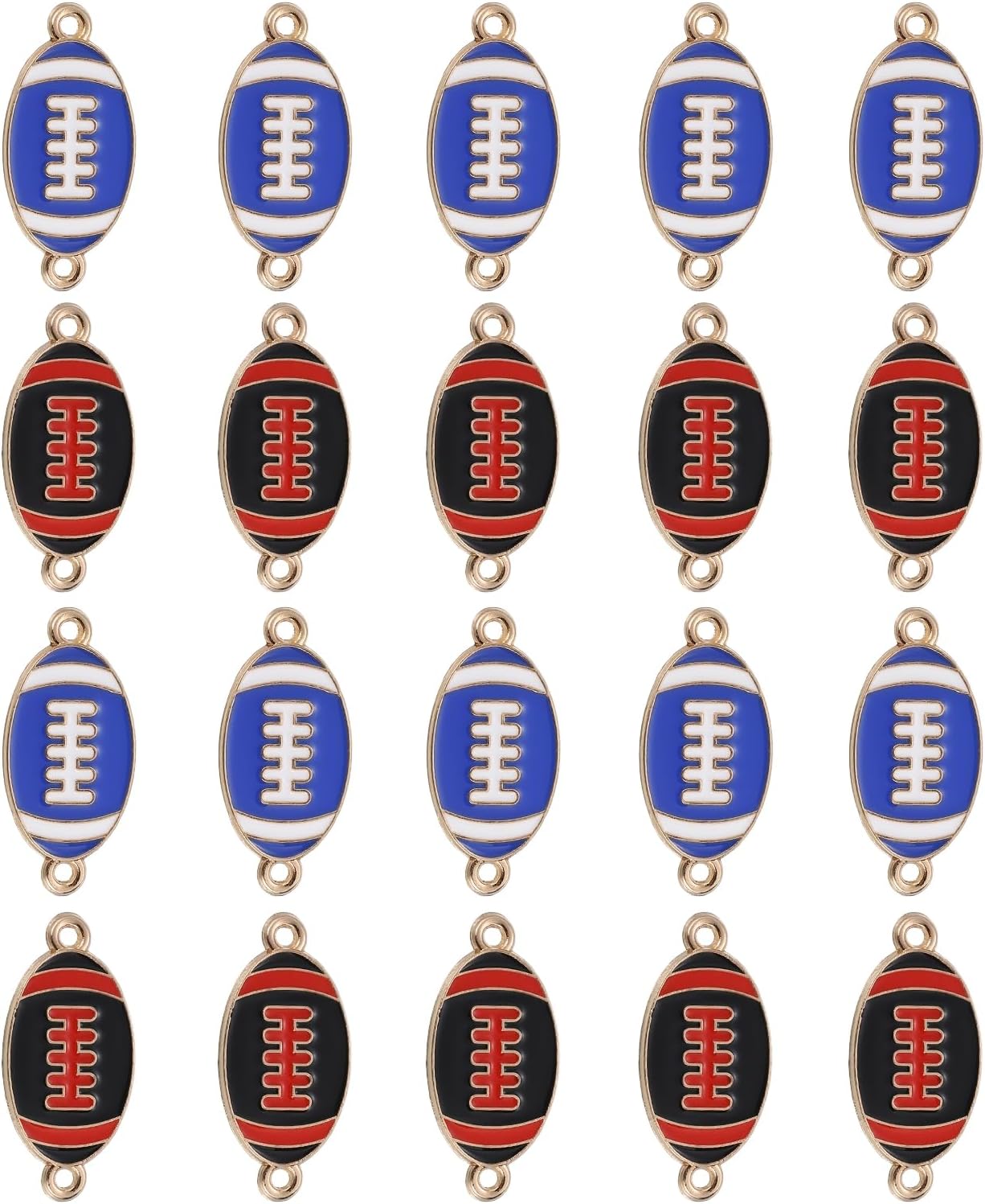 MECCANIXITY Football Charm for Jewelry Making, Enamel Alloy Rugby Ball Game Sports Charm Pendants for Bracelet Necklace Earrings DIY Craft