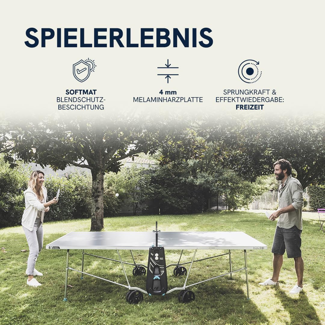 CORNILLEAU 100X Outdoor Tischtennisplatte - Klappbar - Wetterfest - 4 mm Melaminharzplatte -Tischtennistisch für draußen - Blau oder Grau