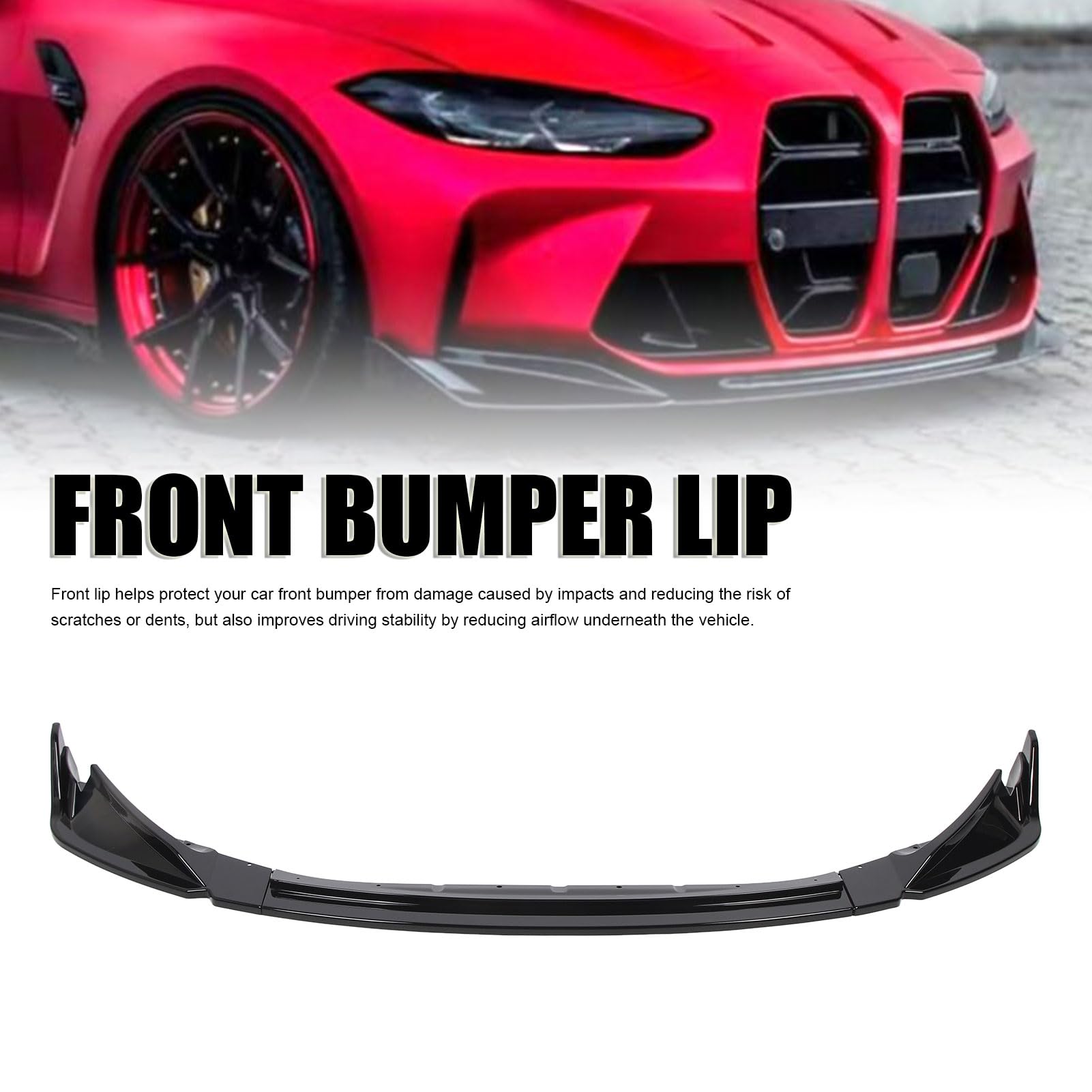 Ausla Ausla 3-teiliger Frontstoßstangen-Lippenspoiler, ABS-Frontlippen-Body-Kit, Schützt das Auto vor Beschädigungen, Verbessert die Stabilität, Passend für M3 G80 und M4 G82 G83 2021–2024