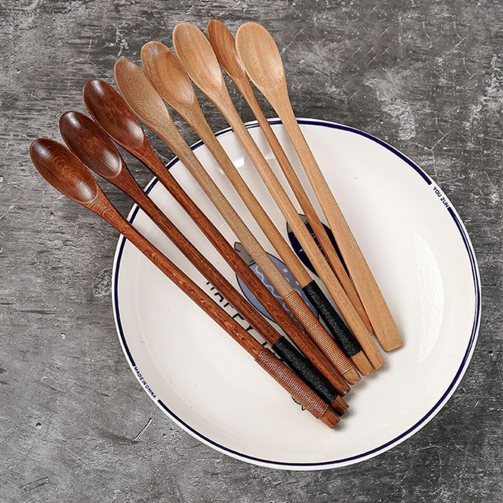 Brown Wooden Coffee Spoons - Long Handle Honey Stirring Spoons For Tea, Coffee, Espresso & Cooking - View #6