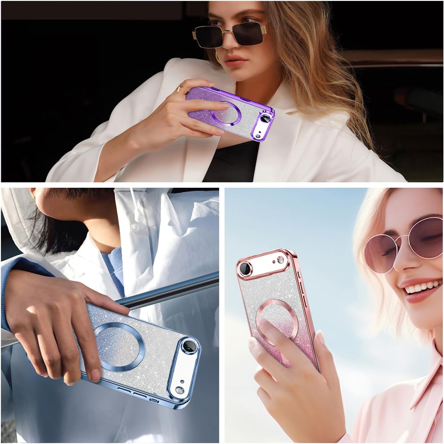 Misscase for iPhone Air Case Compatible with MagSafe,Built-in Camera Lens Protector Full Protection Soft TPU Anti-Scratch Magnetic Glitter Slim Case Cover for iPhone 17 Air 6.5 inch Pink - Image 7