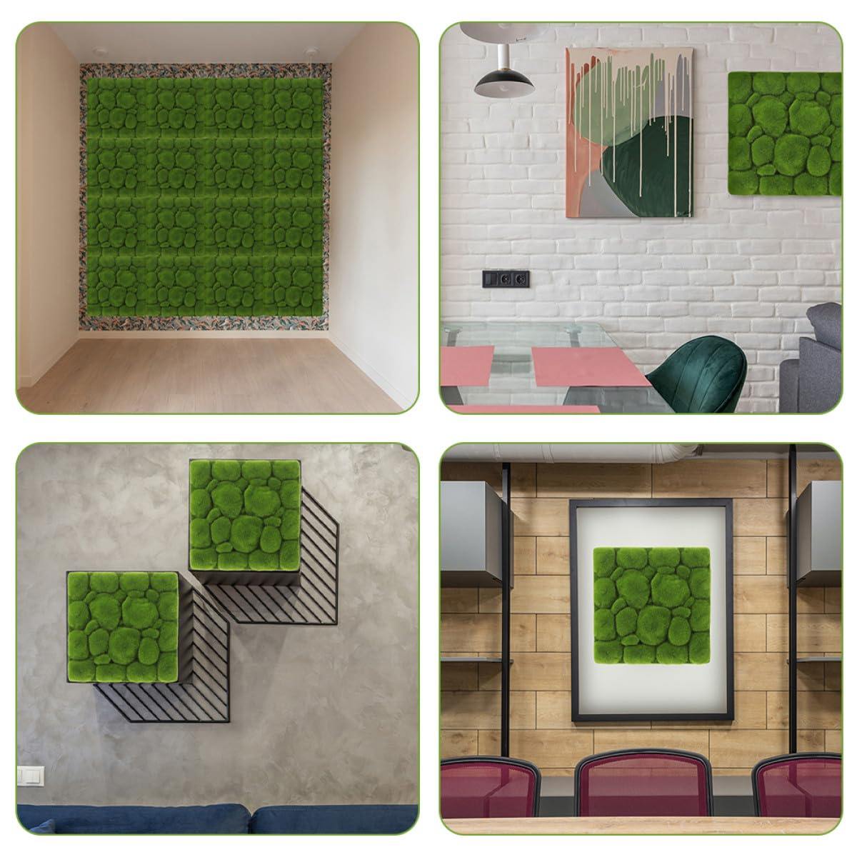 Abaodam Pannelli di Muschio Artificiale 3 Pezzi Floccati Leggeri per Decorazioni da Giardino e Pareti Interne ed Esterne Stile Moderno Nordico 30X30 CM