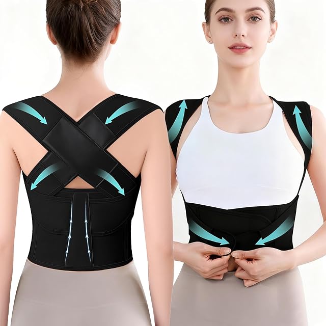 Posture Corrector for Men and Women Adjustable Back and Shoulder Support Brace for Upper Back Alignment Breathable Lightweight