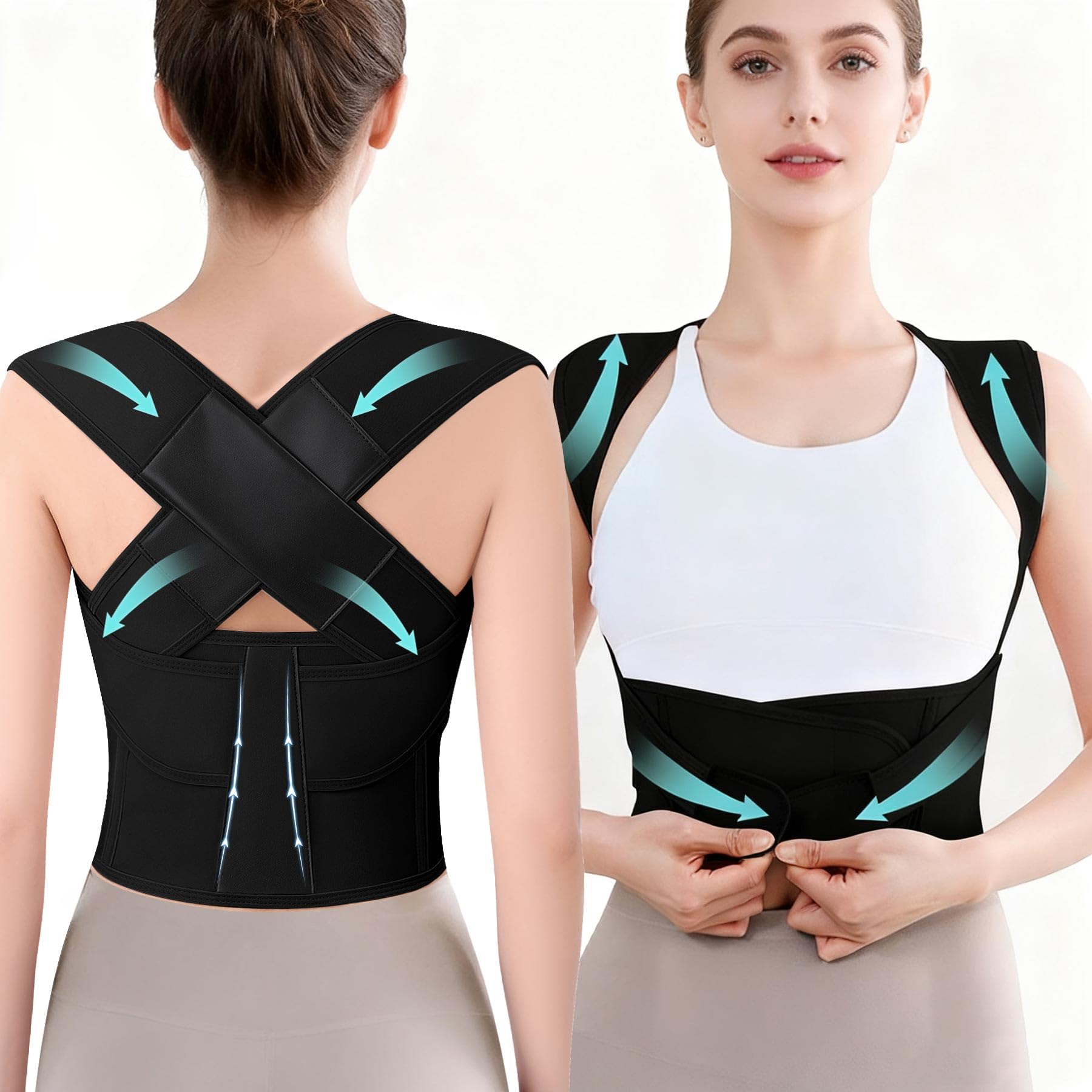 Posture Corrector for Men and Women Adjustable Back and Shoulder Support Brace for Upper Back Alignment Breathable Lightweight