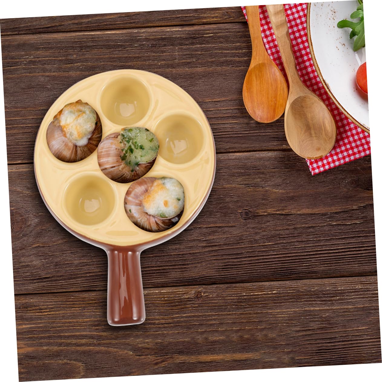 Schneckenteller Aus Porzellan Mit Griff Ofenfeste Escargot Servierplatte Mit 6 Löchern Für Mikrowelle Gefrierschrank Und Spülmaschine Für Schnecken Muscheln Und Meeresfrüchte