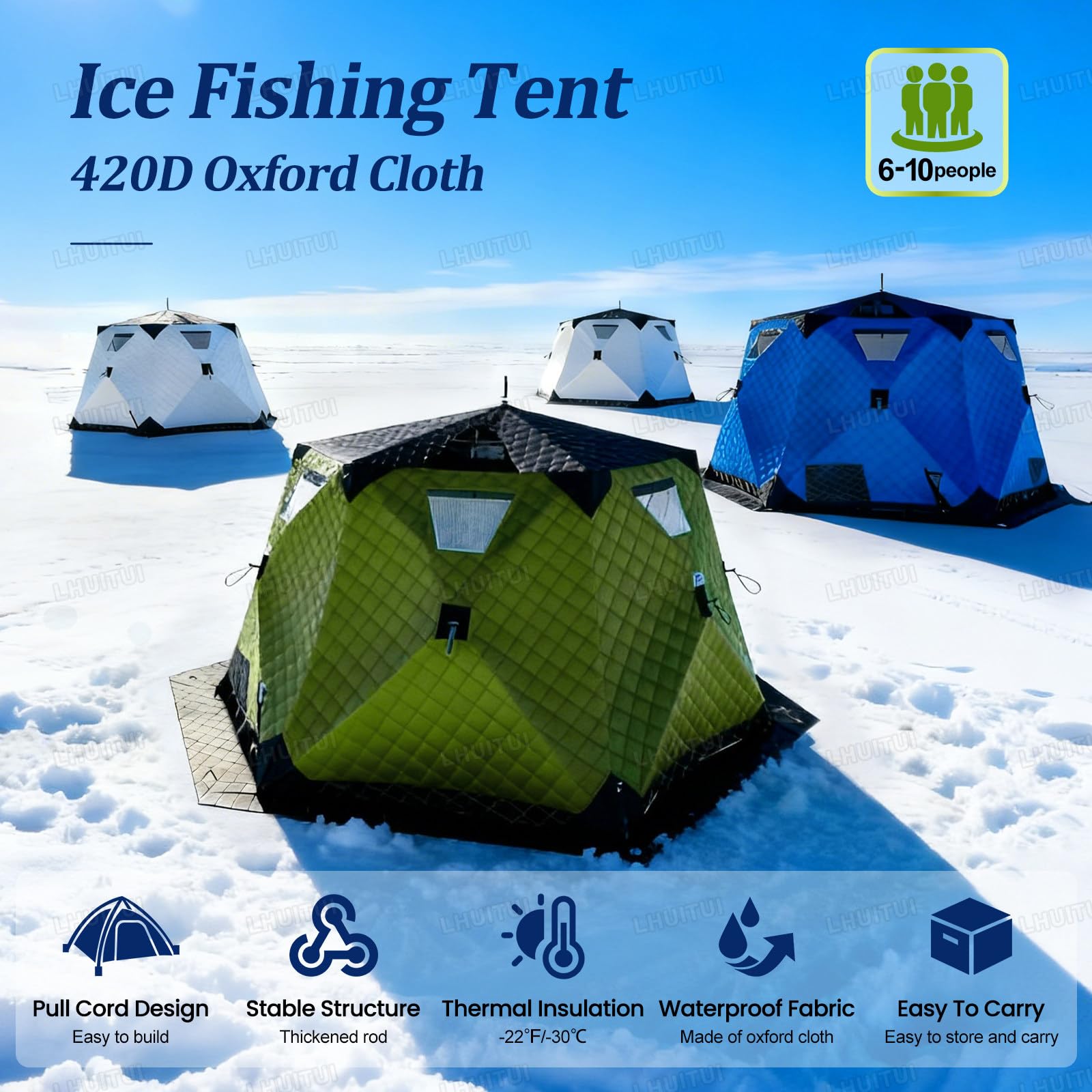 Tragbarer Eisfischerunterstand, Winter-Angelzelt mit Belüftung, langlebig wetterbeständig für Wintercamping und Angeln