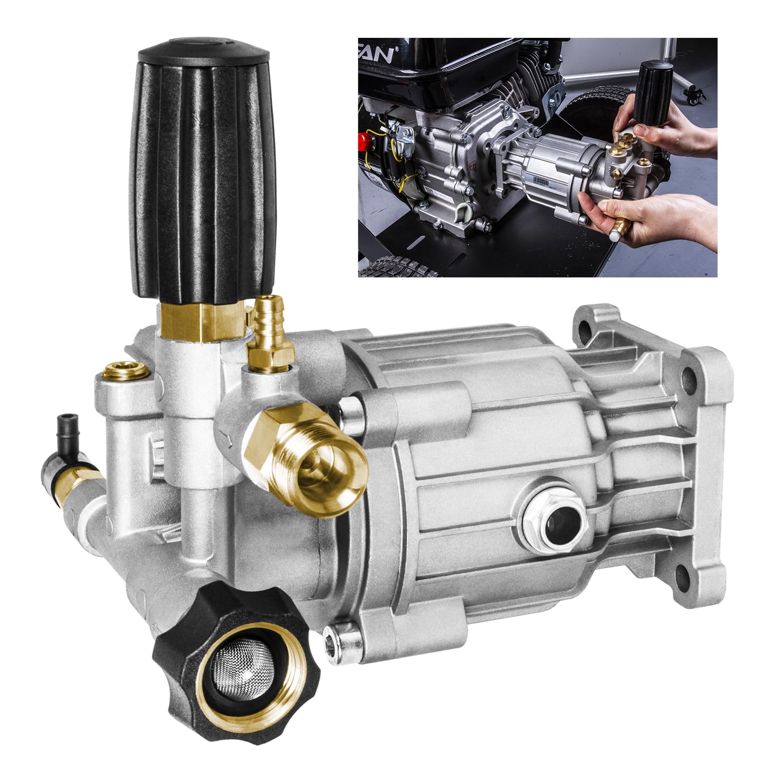 WOJET Pressure Washer Pump, 3/4" Shaft, 3400PSI 2.5GPM, Horizontal Power Washer Pump With Anti-seize, Self-Priming, Replacement Pressure Washer Pump Kit for Dewalt, Simpson, Craftsman, Honda, Generac