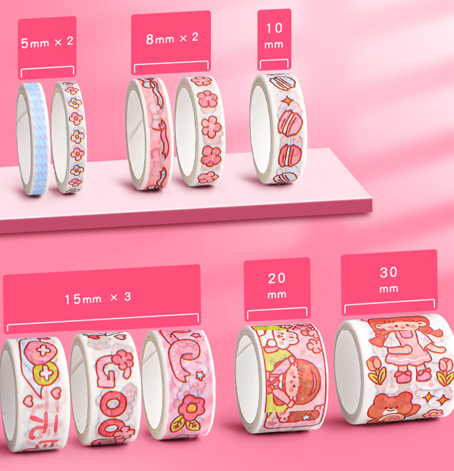 Washi Tapes Set,100 Rollos De Cinta Washi Cinta Adhesiva Decorativa para DIY Manualidades, Revistas, Planificadores, Tarjetas, Scrapbook,Calendario,D