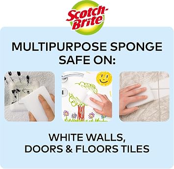 Scotch-Brite Magic Easy Eraser Sponge, 6 Pieces - Removes Variety of Stains and Marks without Chemicals, White