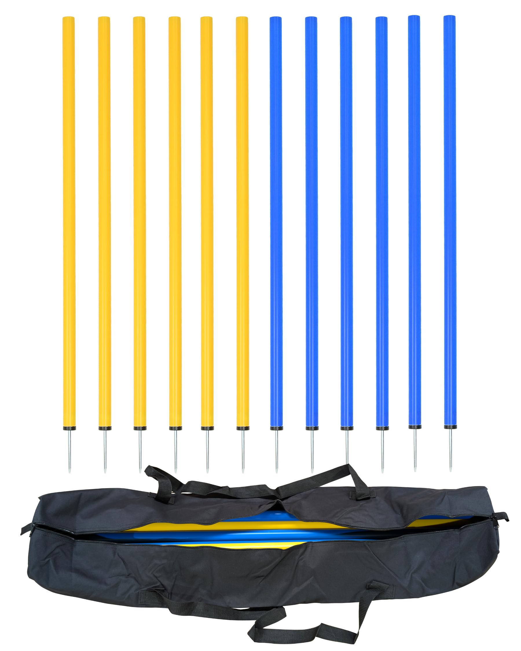 Slalomstangen-Set 12 STK., 32mm, 100cm, mit Tasche gelb/blau