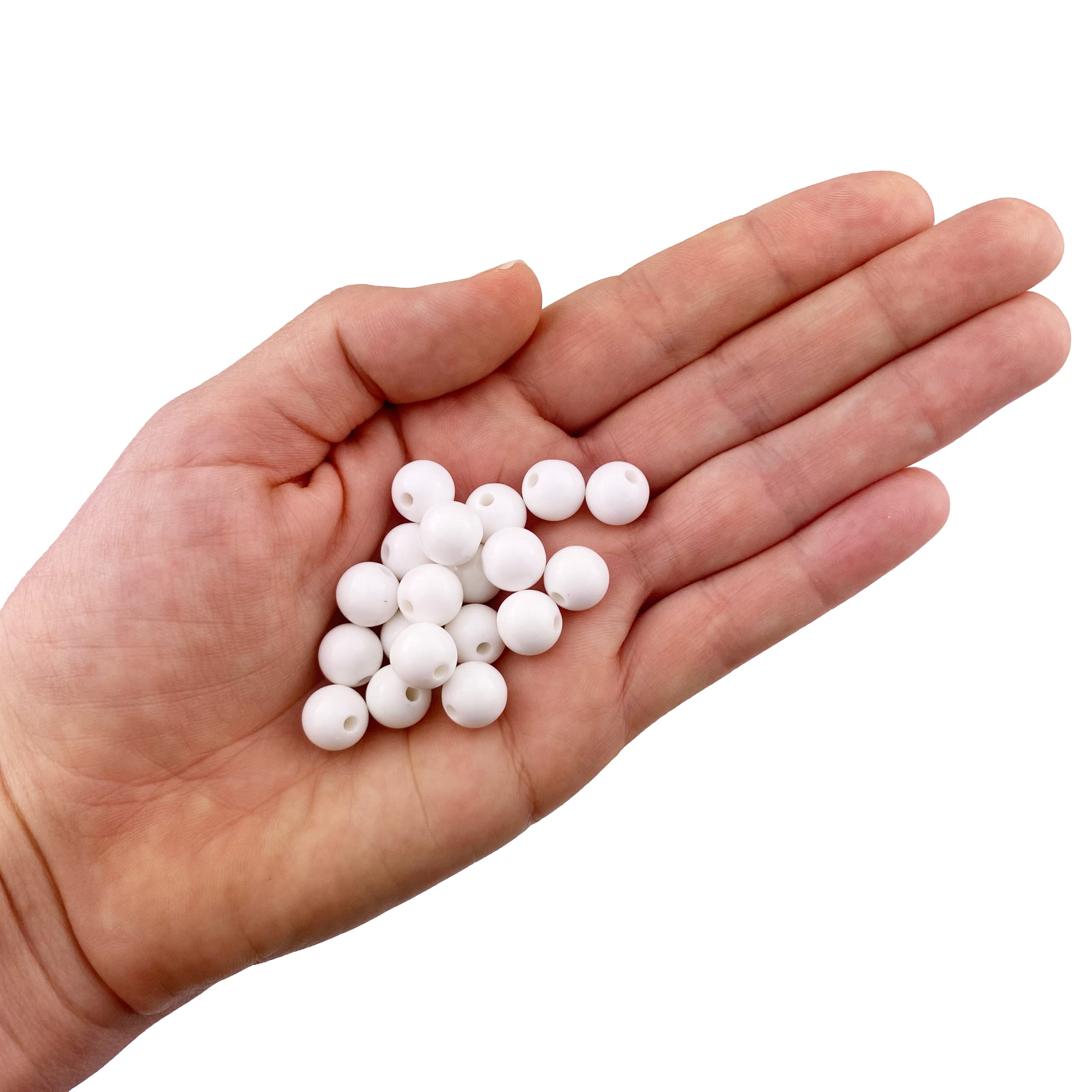 Koraliki z mosiężnym rdzeniem, Opakowanie 1000 okrągłych koralików akrylowych z otworem 2,9 mm w wielu kolorach i różnych rozmiarach(White,10mm)